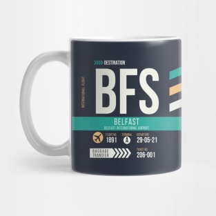 Belfast (BFS) Airport Code Baggage Tag Mug
